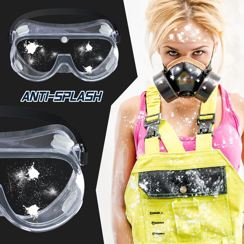 Anti-fog Safety Goggles ANSI Z87.1,Adjustable Chemistry Lab Goggles Over Glasses Transparent 4pcs