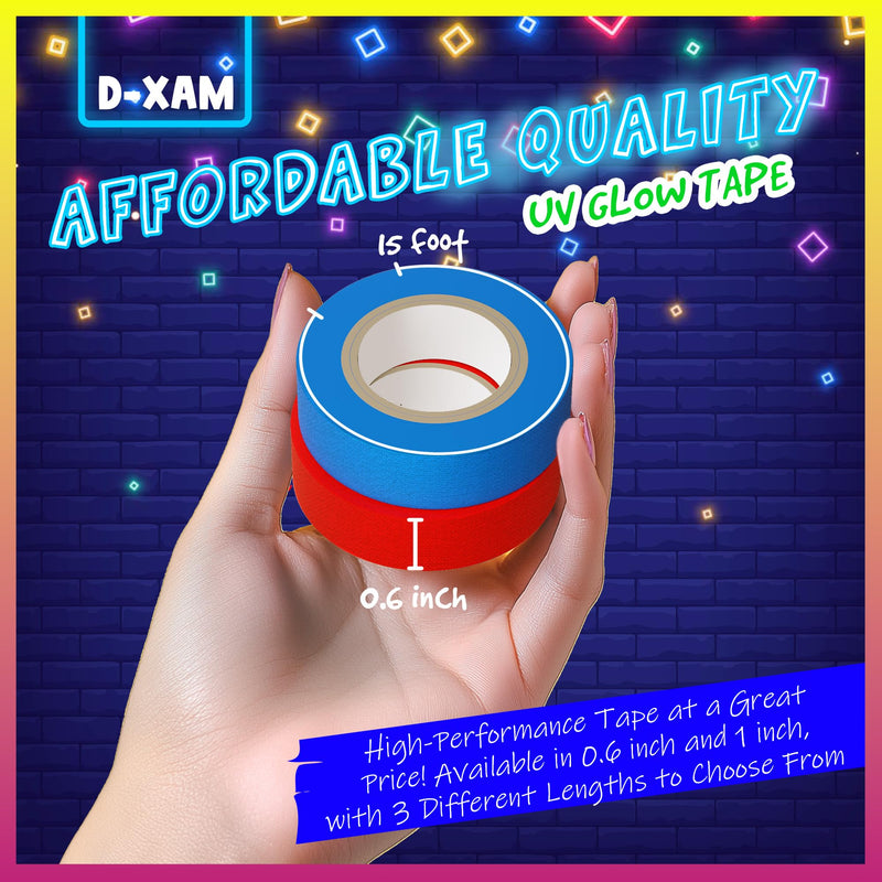 [Australia - AusPower] - 6-Pack Neon Gaffer Tape – 0.6 or 1 inch UV Blacklight Reactive Glow in The Dark Tape, Best for Parties, Dance Floors, Theaters & DIY Projects – 6 Vibrant Colors (0.6 inch x 15 feet) 0.6 inch x 15 feet 