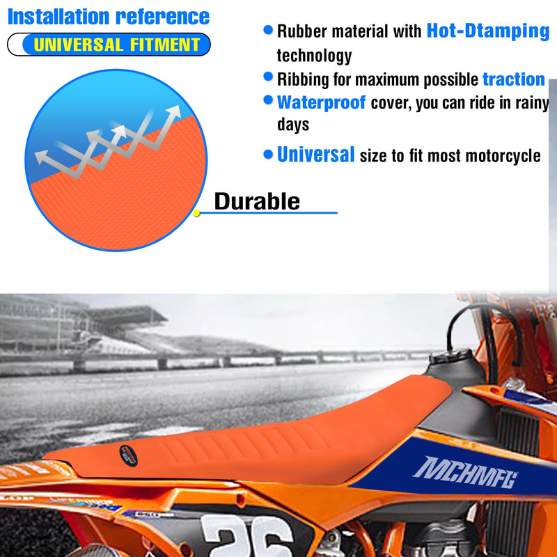 Universal Gripper Soft Seat Cover Diamond Texture for Motobike Dirt Motorcycle MX Cross Enduro Orange