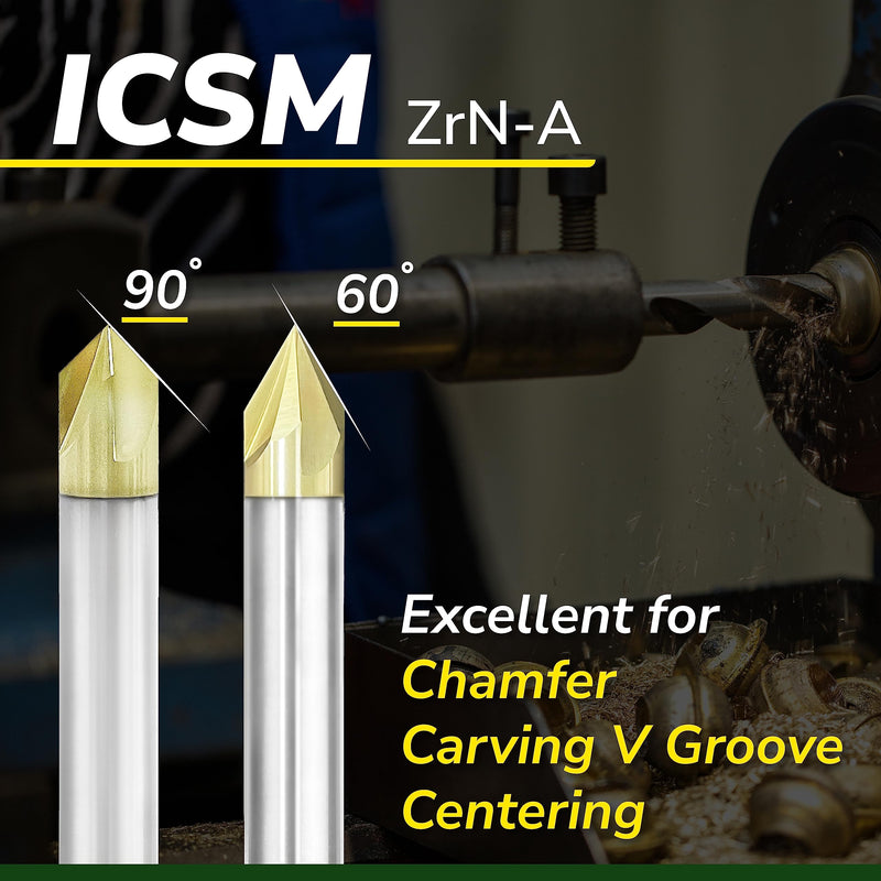 [Australia - AusPower] - SPEED TIGER Chamfer End Mill - CNC Carving Bits, V Groove, 90 Degree, ICSM1/4"Shank 2"OVL (1 Piece, 1/4" 90°) - for Wood, Alloy Steels, Hardened Steels  Mill Bits Sets for DIYers & Professionals 1/4" 90° 