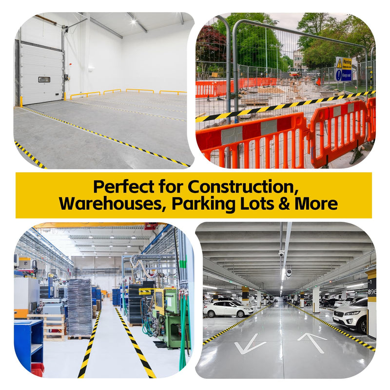 Black Yellow Hazard Warning Tape 2 Inch x 120 Ft, Heavy Duty Cloth Safety Caution Tape for Floor & Aisle Marking in Warehouses, Gyms and Worksites, Strong Adhesive, Wear-Resistant Black & Yellow Duct Tape