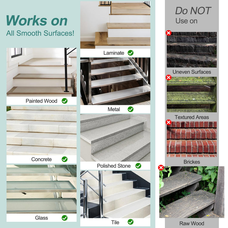 Clear Indoor Stair Treads for Wooden Steps Non Slip, KOOTETA 15 Pack 6" x 30" Transparent Anti Slip Tape for Stairs,Waterproof Weather Resistant Grip Tape,High Traction Adhesive Non Slip Stair Treads Indoor-Clear 6" x 30" x 15 Pack