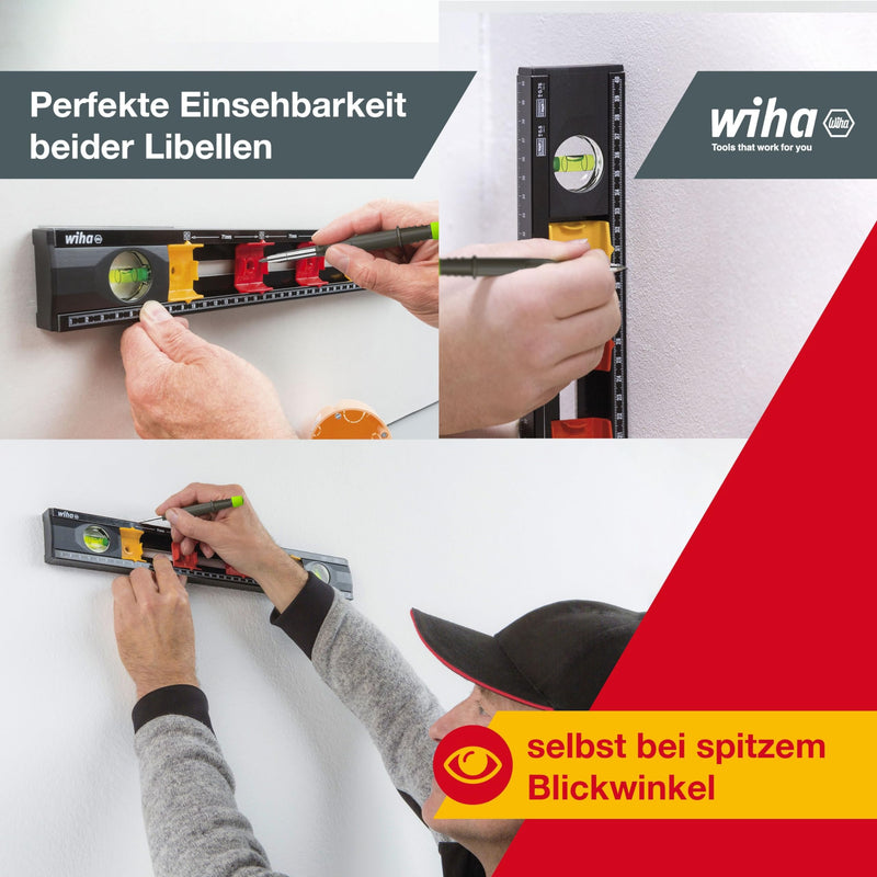 Wiha Spirit Level Electricians (42074) 40 cm with Marking Aids for Electrical Installation Work for Professionals Distance Marking for Flush-Mounted Boxes Perfect View of Levels | (42074) for electrical installation work, distance marking, flush-mounte...