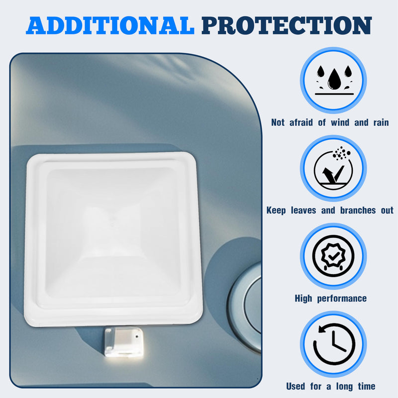 Kojem 14" RV Roof Vent Cover Replacement RV Vent Lid Compatible with Ventline Previous to 2008 & Elixir Vents starting 1994 for Camper Trailer Motorhome(White, 1Pcs)