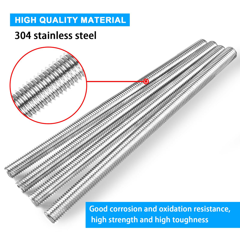 [Australia - AusPower] - 4pcs M10 x 250mm Fully Threaded Rod, M10-1.5mm Thread Pitch, 304 Stainless Steel Long Threaded Screw, Right Hand Threads (M10 x 250mm) 