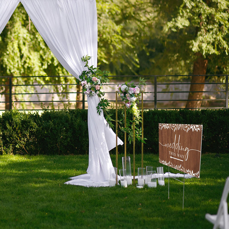 3 Pack 17''×12.5'' Wedding This Way Signs Double Sided Printed Wedding Directional Parking Sign with Stakes for Ceremony Reception Lawn Yard Arrow Signs Plastic Rainproof Party Supplies,Rustic Brown 17” x 12.5”