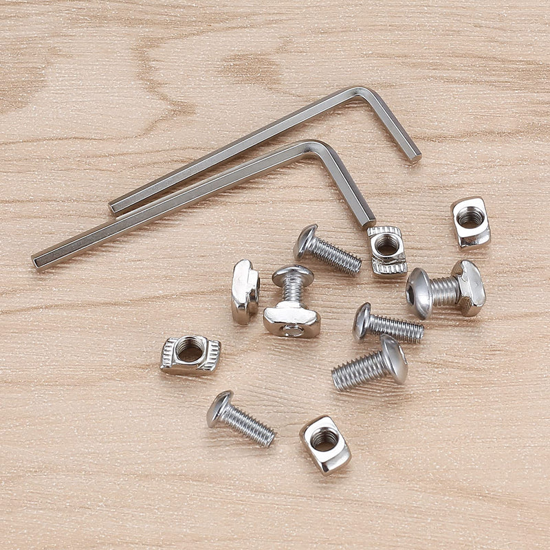 200 Pcs M4 M5 2020 Series T Nuts, Including 100 Pcs Hex Socket Head Screws, T Slot Nut Hammer Head Fastener Nuts, for 20 Series Aluminum Profile, with 2 Pcs M4 M5 Wrench