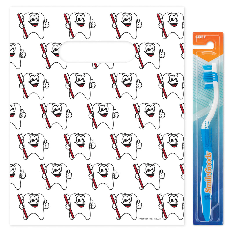 [Australia - AusPower] - Tootie Tooth Scatter Print Dental Giveaway Bags, 8" x 10", 100 Pack 