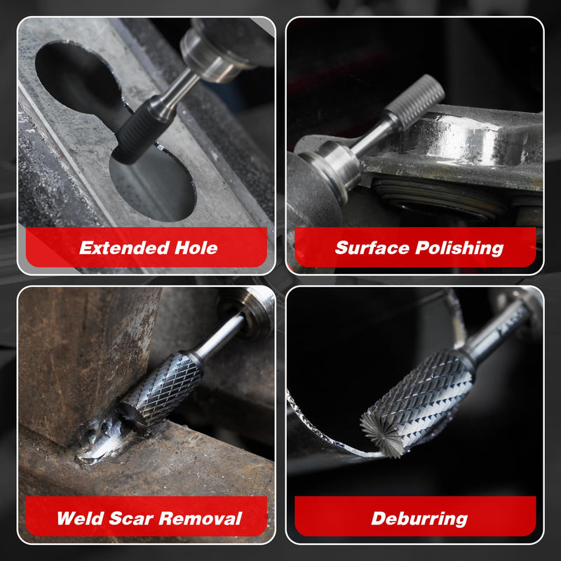 [Australia - AusPower] - EZARC AlCrN Carbide Rotary Burr Bit (Pro), SB-5 Double Cut Carbide Burr 1/4" Shank Die Grinder Cutting Burrs Bit for Hard Metal Working, 1-Pack 