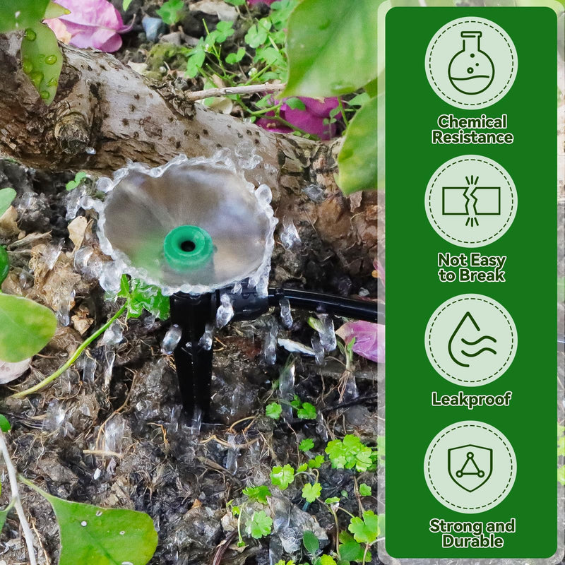 [Australia - AusPower] - 50PCS 1/4” Drip Irrigation Drippers with Lock, Kalolary Drip Irrigation Emitters for 4/7mm Tube, Adjustable 360 Degree Vortex Water Flow Sprayer Micro Spray Drip System Parts for Lawn Yard Pot (Green) Green Locked Sprayer 
