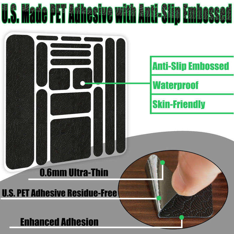 68 Pre-Cut Rubber Grip Tape Kit, Ultra-Thin Strong Adhesive Anti-Slip Waterproof Heat Resistant Wear-Resistant Cushion Pad Residue-Free, Handles or Contact Surfaces Safer, with Grip and Comfort