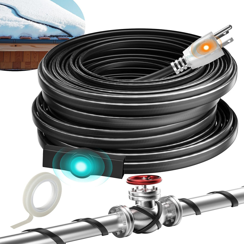 6FT Heat Tape for Water Pipes Electric Heat Tape for Water Pipe Freeze Protection, Heat Cable for Water Pipes Self-Regulating Heating Cable for Metal and Plastic Pipes, 8W/FT, 120V 6ft