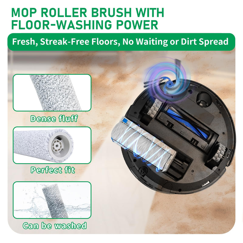 [Australia - AusPower] - Replacement Parts Compatible with Ecovacs Deebot X9 Pro Omni/X9 Pro Robot Vacuum Cleaner,Parts Include 1 Main Brush,2 Roller Mop Pads,6 Hepa Filters,8 Side Brush, 8 Dust Bags 