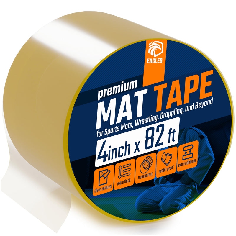 Clear Mat Tape for Wrestling Grappling Gymnastics Jiu Jitsu MMA Floor | Exercise Roll Out Mats Foam Tiles | Home Mats & Gym Floor Tape (1, 4 Inch) 1