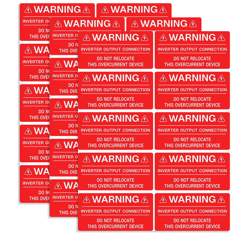 30Pcs PV Solar System Electrical Safety Labels -"Inverter Output Connection_Do Not Relocate This Overcurrent Device" Warning Stickers - 4" x 2"