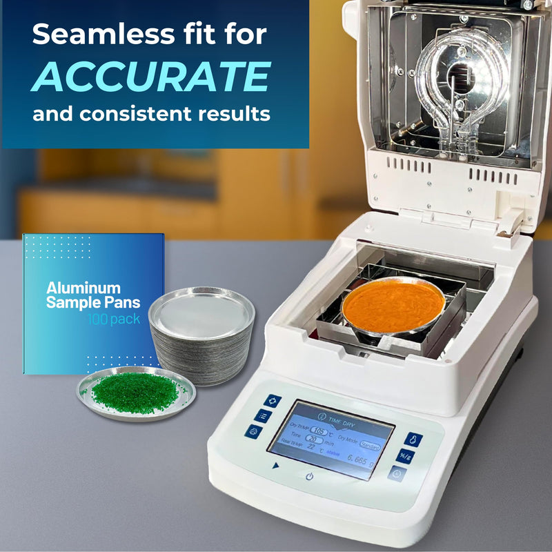 [Australia - AusPower] - Aluminum Sample Pans for Moisture Analyzer (100 Pack) 90mm Round Lab Trays, Disposable Weighing Dishes, Foil Pan, Weight Scale Tray, Laboratory Balance Dish Plate, Moisture Tester Supplies, Pure Ponta 