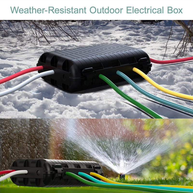 [Australia - AusPower] - Outdoor Extension Cord Box, Large Waterproof Electrical Cord Box Plug Protector Cable Connection Safety Cover IP54 Water-Resistant for Power Strip, Holiday Light and Decorations, Black 