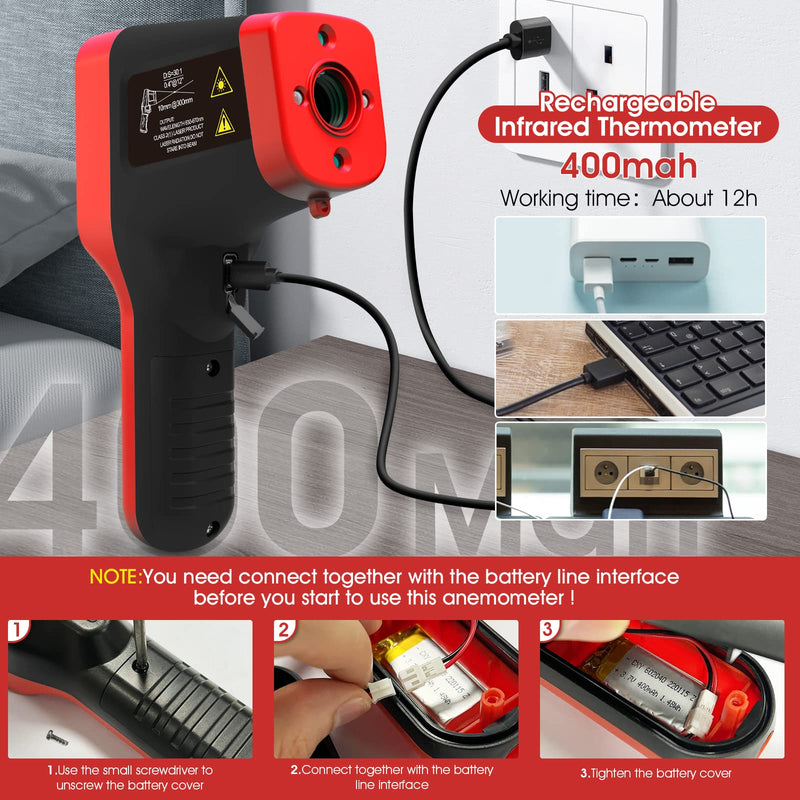 [Australia - AusPower] - AP-1600 Pyrometer Waterproof, Rechargeable Pyrometer-58℉~2912℉ High Temp Thermometer Gun with DS=30:1, IR Thermometer with Adjustable Emissivity, Backlight for HVAC Forge AP-1600(Touchscreen IR Thermometer) 