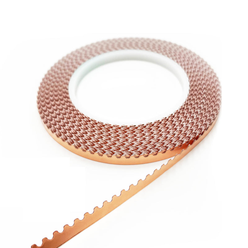 Black Backed 7/32 Inch Scalloped Copper Foil Tape for Stained Glass, DIY Handicrafts, Crafting 7/32 in