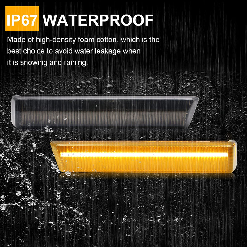 Sequential LED Turn Signal Lights Replacement for 7 Series E38 1995-2001, 3 Series E46 M3 2001-2006, Smoked Lens Front Amber Dynamic Fender Indicator Side Marker Lamp, Replace OE 63137165845 C2,Smoked Lens For 7 Series E38 1995-2001