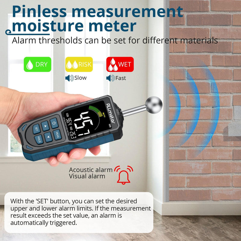 [Australia - AusPower] - Upgraded Spherical Moisture Meter,5-40mm Pinless Moisture Detector with Color LCD,Hold & Max/Min,for Wood,Concrete,Walls,Masonry,Plaster,Ideal for Homeowners and Construction Professionals 