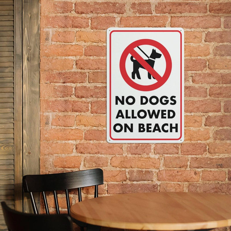 No Dogs Allowed On Beach Sign Outdoor Metal Sign - 12 X 8 Metal Signs For Business, Workplace, Office, Home, Delivery Signs, Road Signs, Garden Signs P402 8x12inch