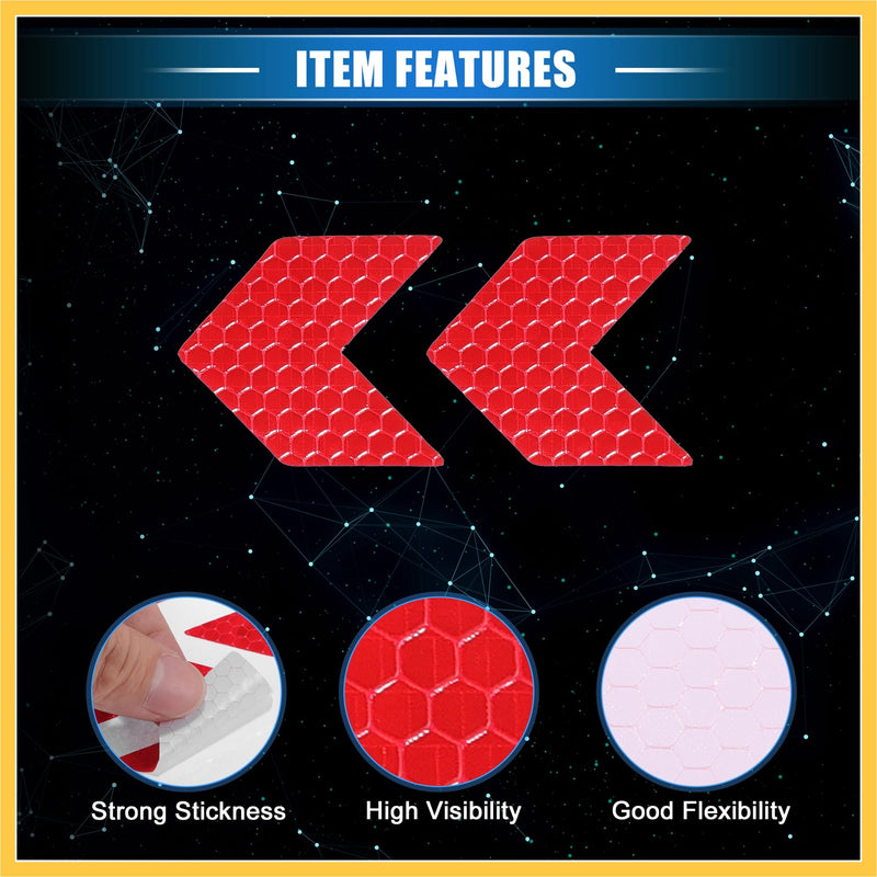 20 Pcs Reflective Stickers, 1.77"x1.54" Arrow Shape Safety Tape Reflector Universal for Cars Trucks Trailers Waterproof PET Red Auto Replacement Parts