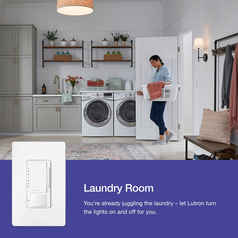 Lutron Maestro LED+ Motion Sensor/Dimmer Switch | 150W LED | Single Pole/Multi-Location | MSCL-OP153M-SW | Snow 1 Pack