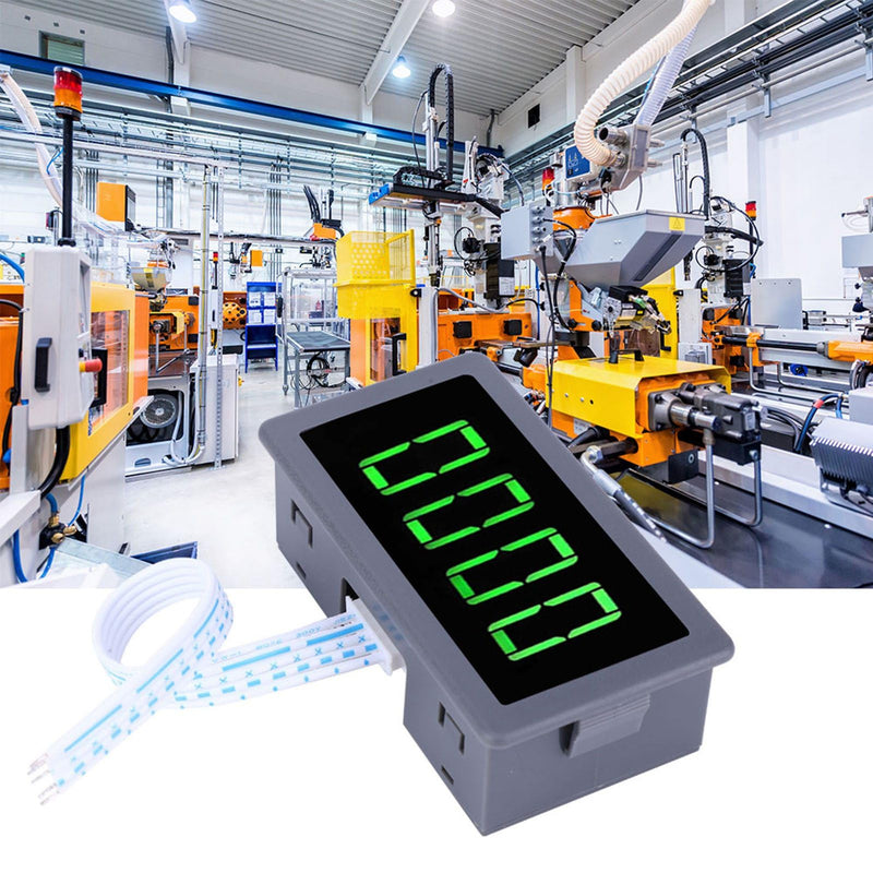 Motor LED Speedometer, DC 8-24V 40mA 10-9999RPM 4 Digital LED Tachometer with Hall Proximity Switch Sensor NPN Green for Industry