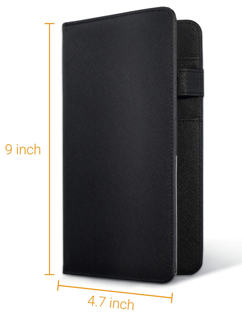 [Australia - AusPower] - Mymazn 5 X 9 Server Book for Waitress with Magnetic Closure, Zipper Pocket and Pen Holder (Black) Black 