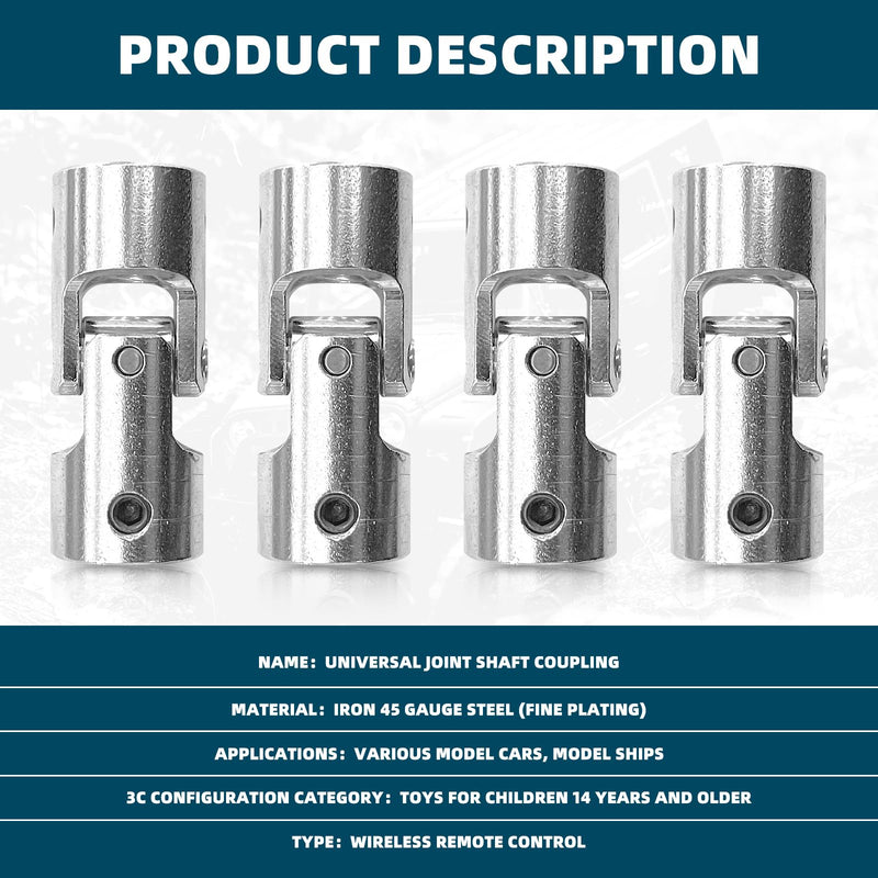 [Australia - AusPower] - 4 Pcs 8mm to 8mm Universal Joint Shaft Coupling Rotatable Metal Shaf Coupling Motor Connector Coupler with Screws and Wrench for RC Car Robot Crawler Boat 