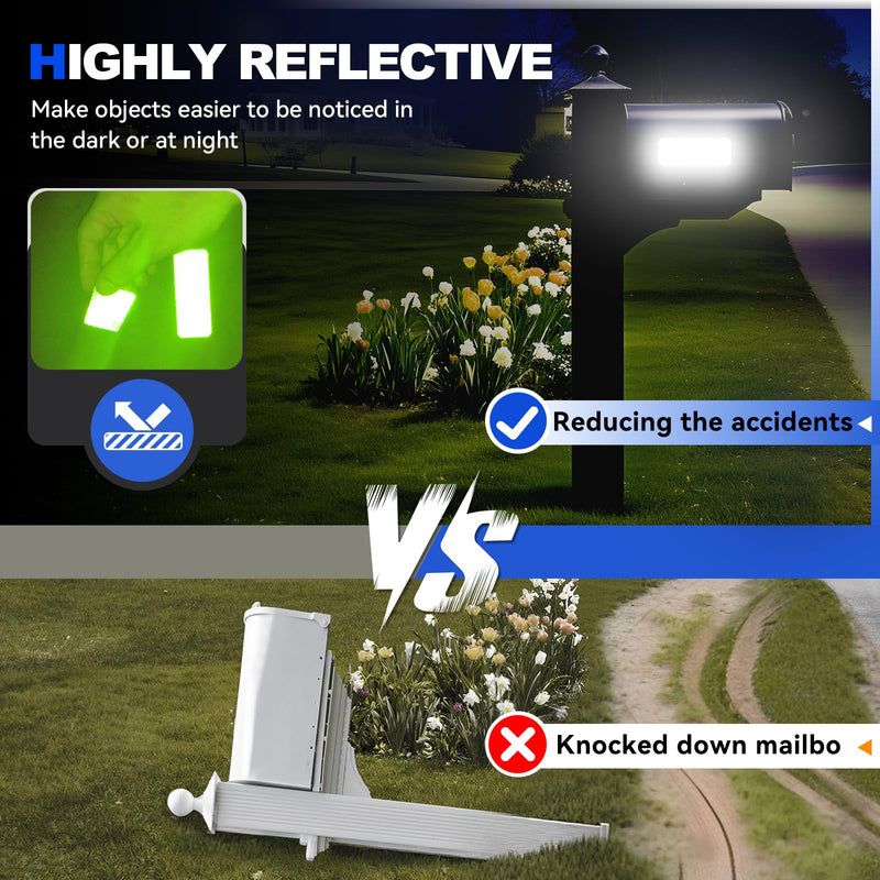 20 Pcs Super Reflection Reflective Stickers, 3.15" X 1.18" Outdoor Waterproof White Safety Reflective Tape for Car Bike Mailbox Helmet White / Silver