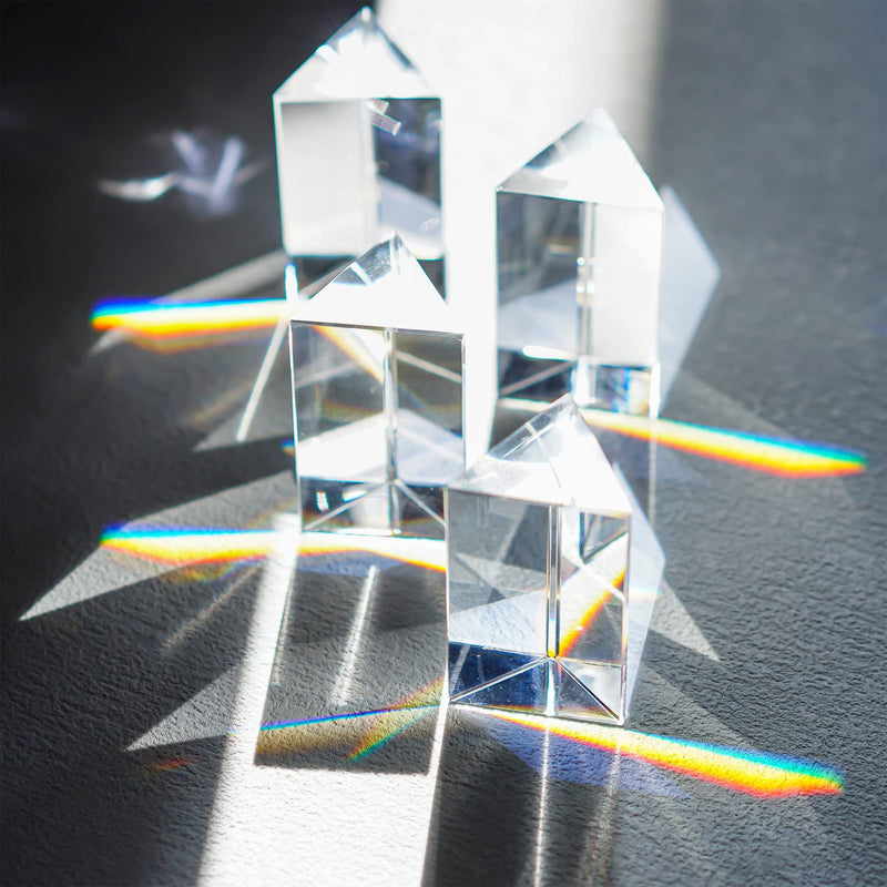 [Australia - AusPower] - QFkris 4pcs Clear K9 Crystal Triangular Prism for Photo Rainbow Lights Crystal Optical Prisms Glass Physics Teaching Refracted Light Spectrum Students Presents Gift,50mm/2inch 