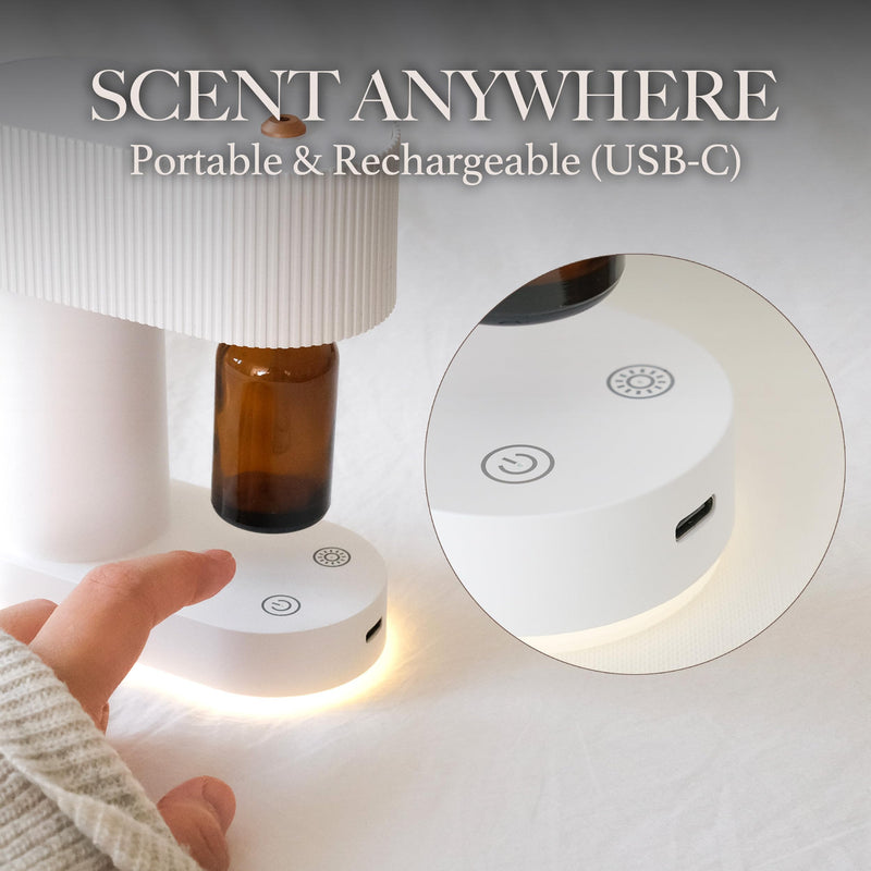 Waterless Diffuser, Compact Quіet Under 38 dB Aromatherapy Essential Oil Diffuser, Battery Operated Portable Scent Nebulizer for Home, Bedroom, Spa, Hotel, Offіce White
