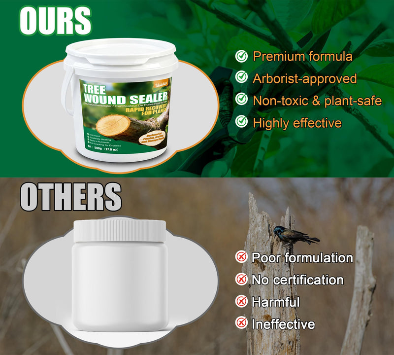 Tree Wound Sealer, 17.6oz Water-Based Tree Pruning Sealer with Brush, Reduce Sap Loss for Long-Lasting Protection, Trees Wound Dressing for Pruning Cut, Grafting, Damage Repair, Bonsai, Fruit Trees
