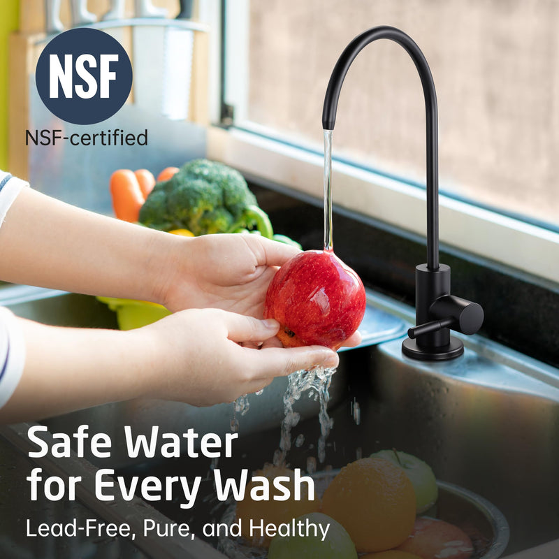 KES NSF Certified Reverse Osmosis Faucet, RO Lead-Free Water Filter Faucet Drinking Water Faucets Kitchen Faucet Non-Air-Gap 304 Stainless Steel Matte Black, Z504CLFF18-BK