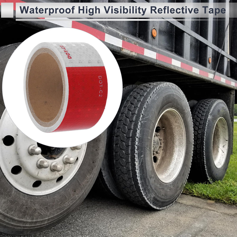 Reflective Tape 16.4ft x 1.97" Argyle Warning Safety Adhesive Tape Outdoor Reflector for Cars Trucks Red,White 1 Pc 16.4ft x 1.97"