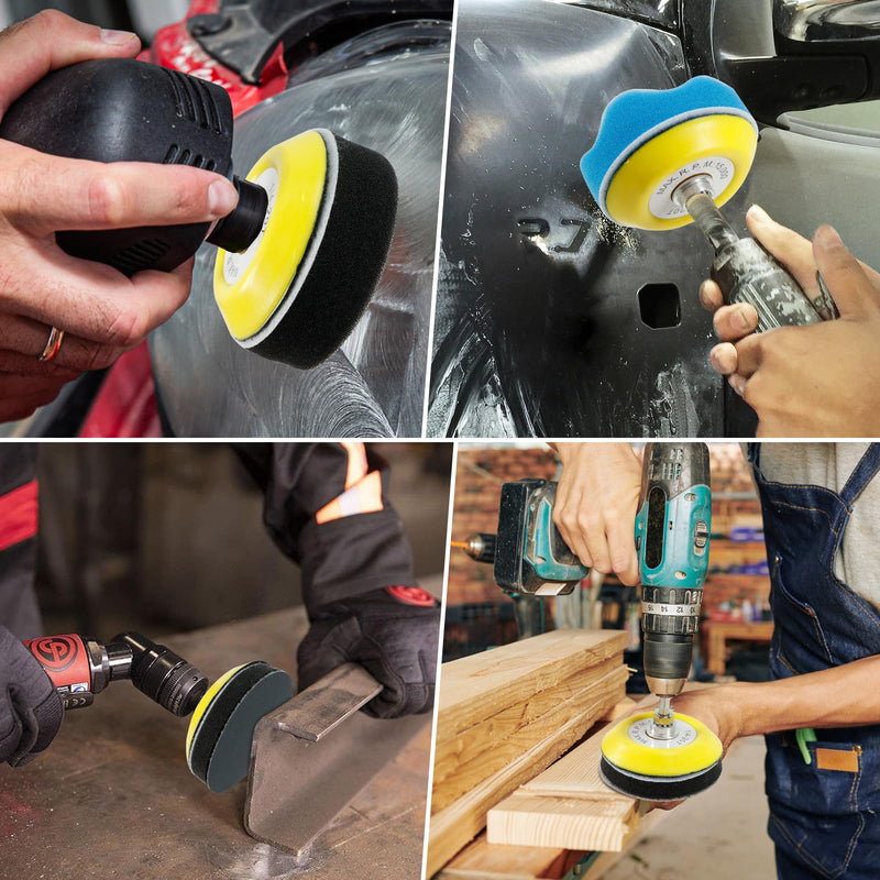 [Australia - AusPower] - Pack of 174 Polishing Attachments Cordless Screwdriver 75 mm Sanding Pads 60-10000 Grit Wet Sandpaper Polishing Pads Headlight Sanding Attachment for Drill, Sandpaper for Car, Metal, Wood, Colour 