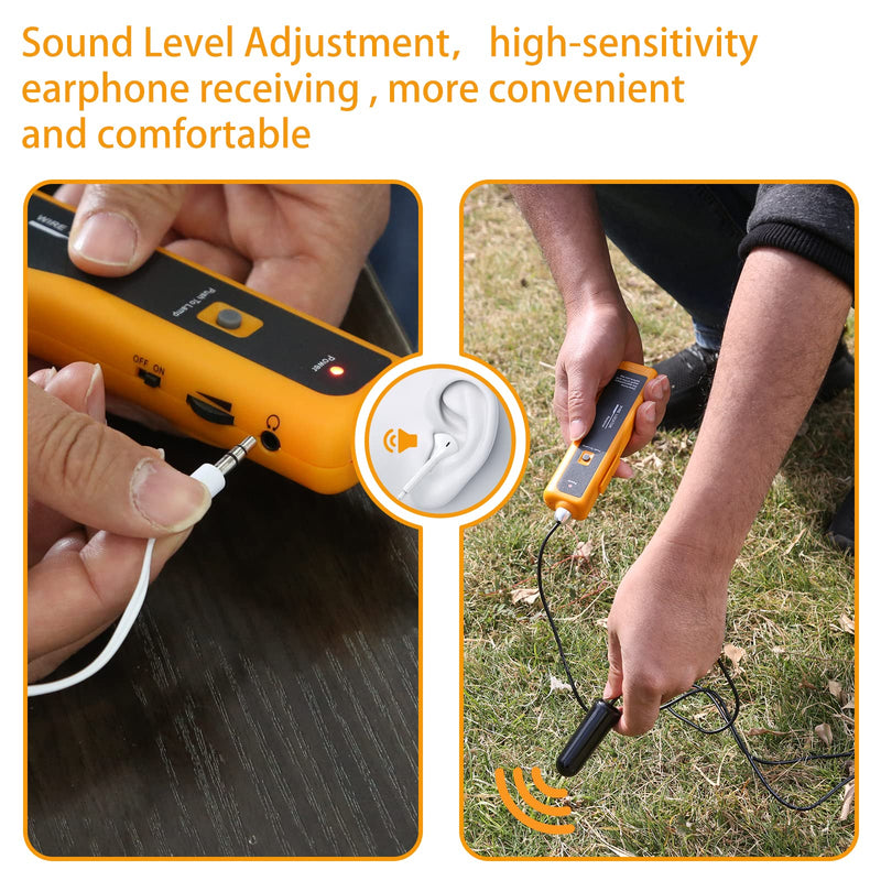 F02 Underground Cable Detector, Earth Cable Detector with Headphones, Cable Tester for Pet Fence Cable, Underground Cable, Irrigation Control Wires