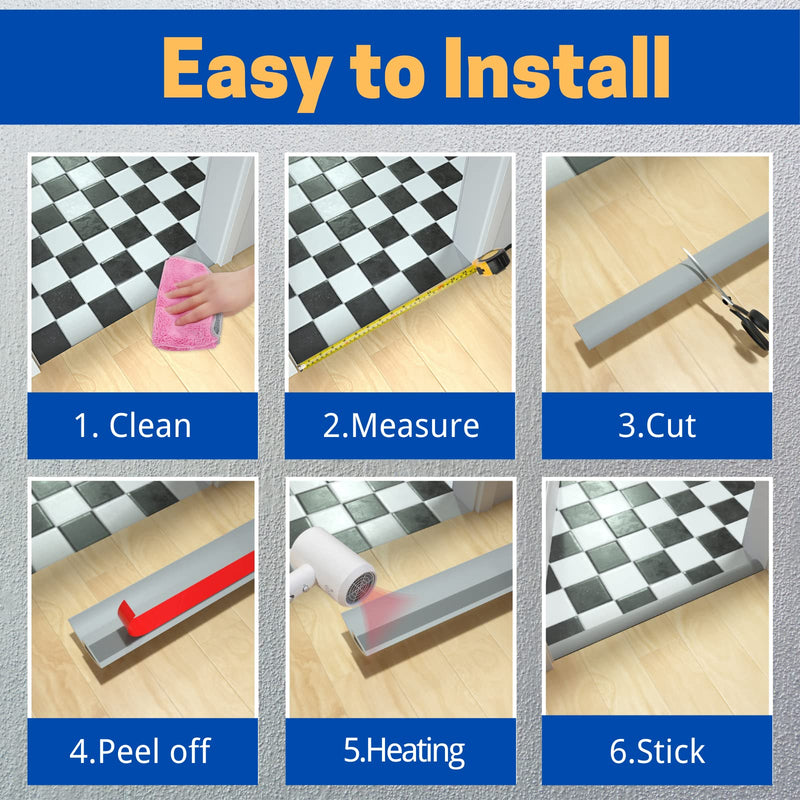 COUKIU 10 FT PVC Floor Transition Strip, Peel and Stick Molding Trim for Threshold Transitions with a Height Less Than 10 mm/0.4in, Carpet & Floor Edging Trim, Carpet to Tile Transition Strip(Gray) 0.4in x 10FT Gray 1