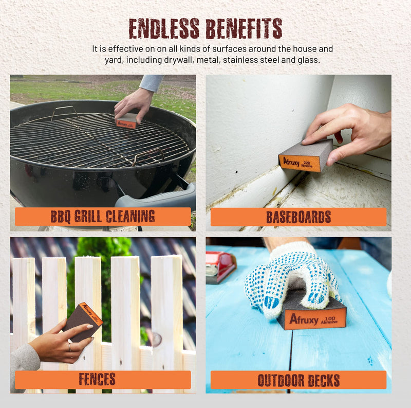 [Australia - AusPower] - 4 Pack Extra Fine Sanding Block, Washable and Reusable Sanding Sponge for Wood Drywall Metal Glasses Coarse/Medium/Fine/Superfine in 60/80/120/220 Grit Sandpaper Block Sand Paper Brick Assorted 4 Pack 