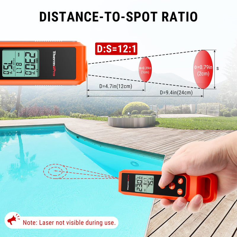 [Australia - AusPower] - ThermoPro TP420 2-in-1 Instant Read Thermometer for Cooking, Infrared Thermometer Cooking Thermometer with Meat Probe, Non-Contact Laser Meat Thermometer for Griddle Grill Pizza Oven HVAC Pool IR Thernometer with Meat Probe 