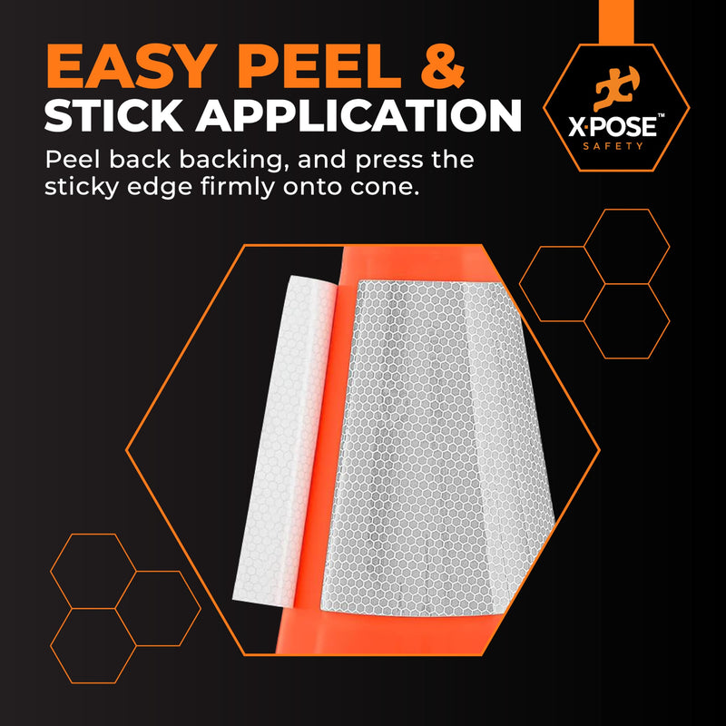 White+Hip Reflector Tape Cone Collar Set – 5 Pack, 4" & 6" Collars for 28" Wide Body Traffic Cones, High Visibility Reflective Stickers 4" and 6" fit 28" Cone