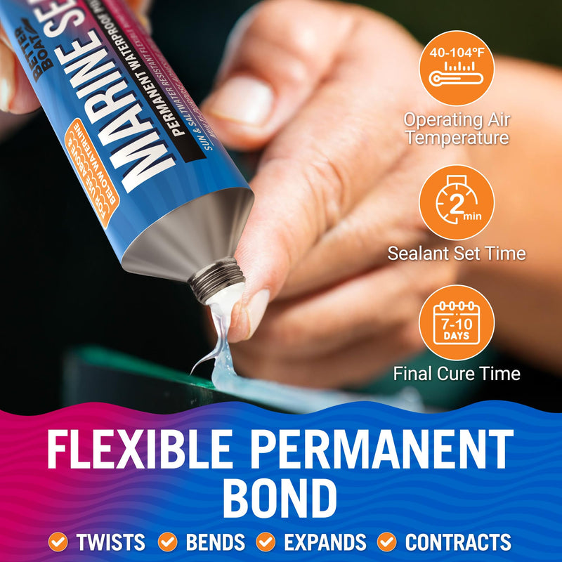[Australia - AusPower] - Marine Sealant and Adhesive, Waterproof Marine Grade Caulk, High-Temperature Water Sealant for Boat, Auto, and RV, Silicone-Free, Clear, 1 Tube, 3 Oz 
