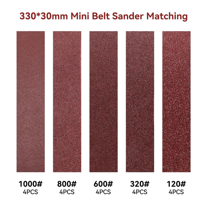 [Australia - AusPower] - Yofuly Sanding Belts 330 x 30 mm (120/320/600/800/1000 Mesh 4 Strips Each), Sanding Belt Set for Belt Sander Sander, Sander, for Sanding, Filing, Sharpening and Rust Removal (Pack of 20) 