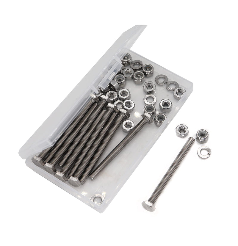 [Australia - AusPower] - binifiMux 50pcs(10 Sets) 1/4-20 Fastener Kit: 3" Hex Bolts, Spring Lock Washers, Flat Washers, Hex Nuts & Nylon Inserted Locking Nuts 