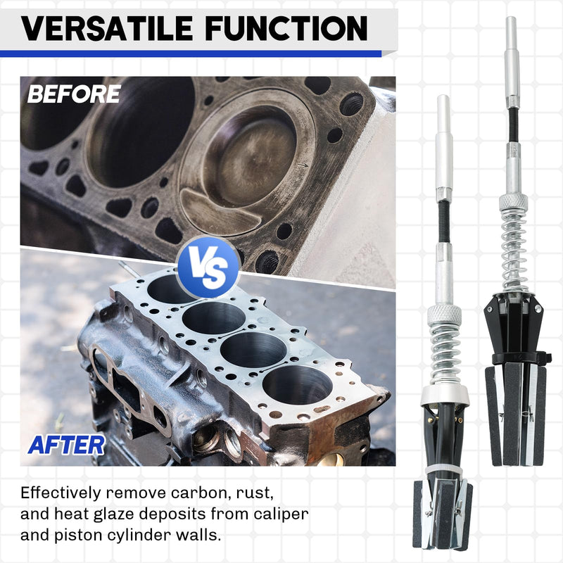 [Australia - AusPower] - 2PCS Engine Cylinder Hone Tool | 1" to 2-3/4" and 1-1/4" to 3-1/2" Diameter Adjustable Deglazer with Extra 6PCS Stones 220 Grit Engine Cylinder Hone Set for Grinding Holes (1-1/8" and 2") 1-1/8" and 2" 