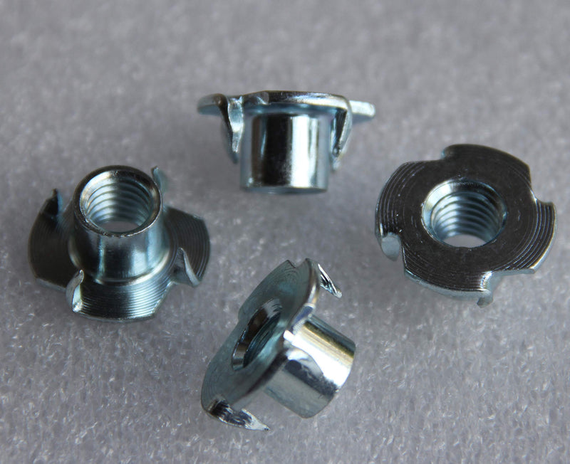 [Australia - AusPower] - Zinc Plated Steel T-Nut,1/4" 5/16" 3/8" 4-Prong Heavy Duty Tee Nut for Wood, Cabinetry, Rock Climbing Holds, Threaded Insert, Furniture 3 Sizes - 50Pcs Kit 1/4"5/16"3/8" Zinc blue 