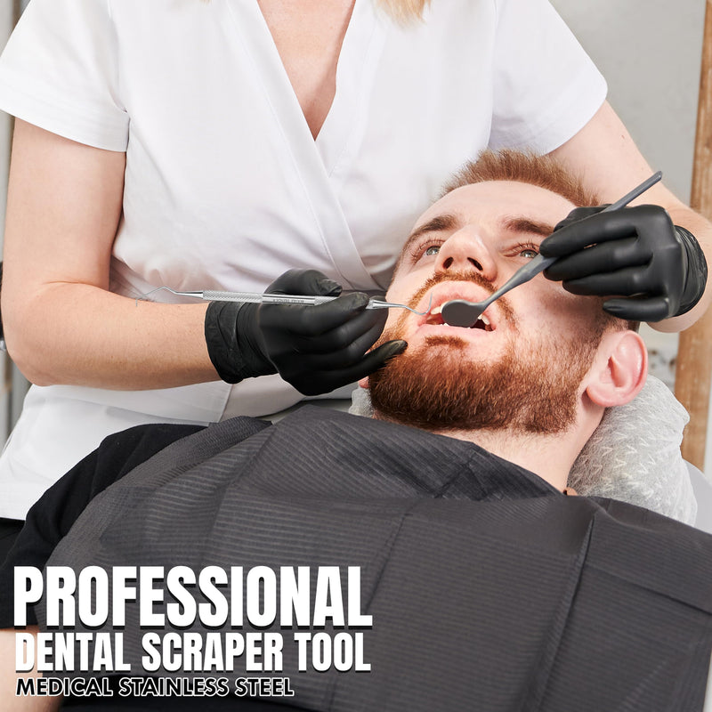 [Australia - AusPower] - Professional Dental Tools |Tartar Scraper for Dentist, Personal Use and Pets | Plaque Remover with Comfortable Grip, Double ended Hollow Scaler | Japanese Stainless Steel (Dental Probe, Polish) 