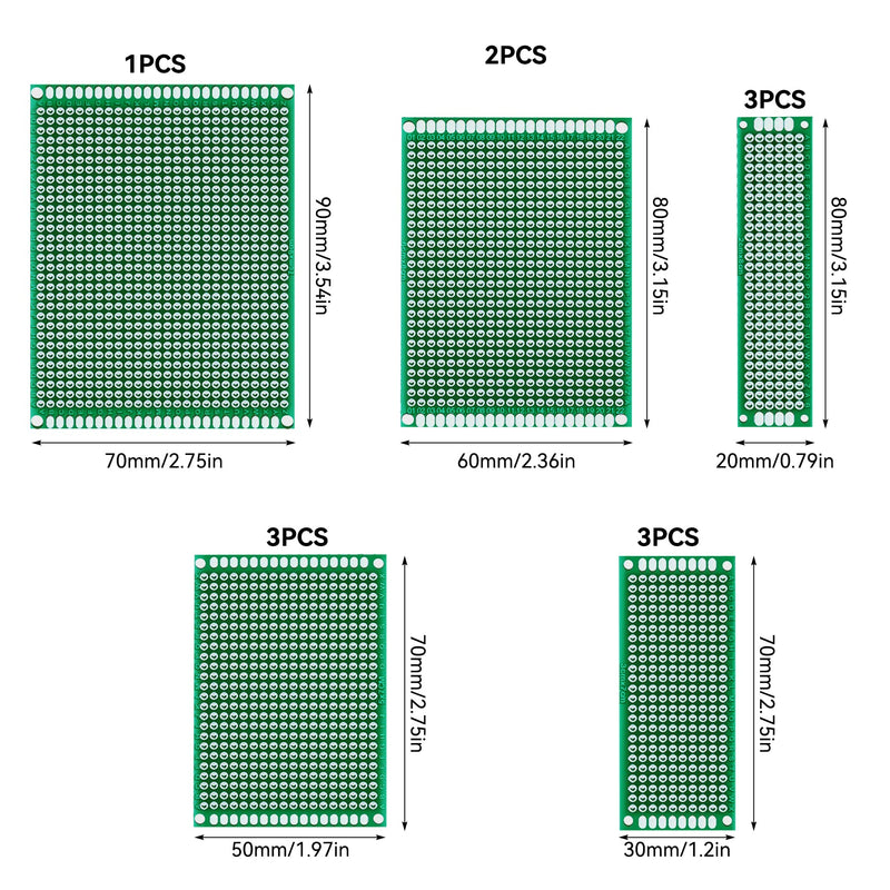 [Australia - AusPower] - 48 Piece Perforated Grid Board Kit, 12 Double-Sided PCB Board PCB Board Perforated Board 10 Pieces Male Female 10 Tiller Header, 10 Pieces 2P & 3P Screw Terminal with 16 Tablets Nylon Column Basic version 